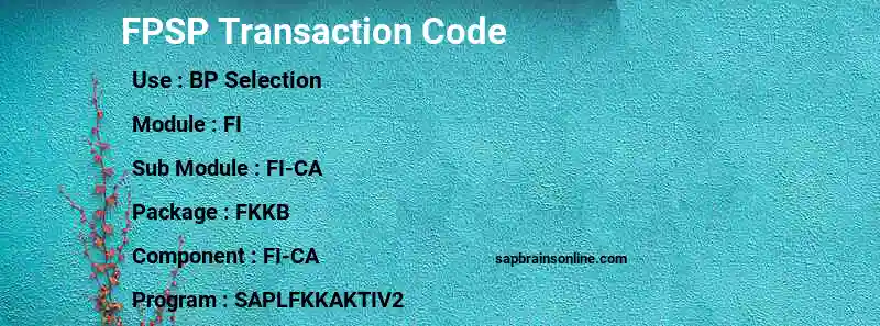 SAP FPSP transaction code