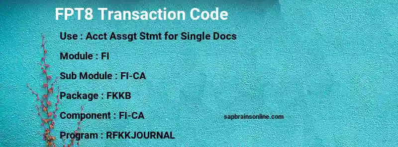 SAP FPT8 transaction code