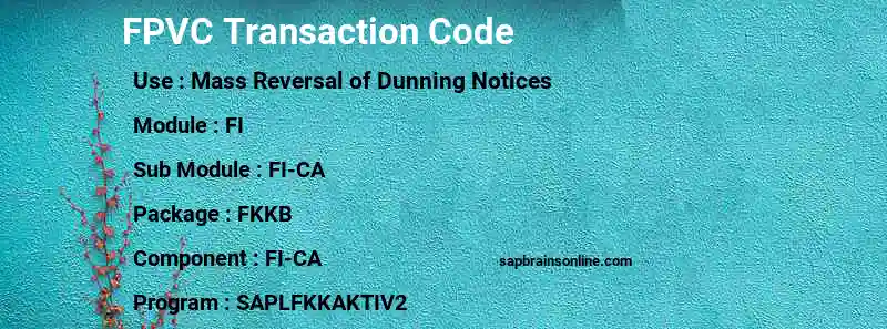 SAP FPVC transaction code