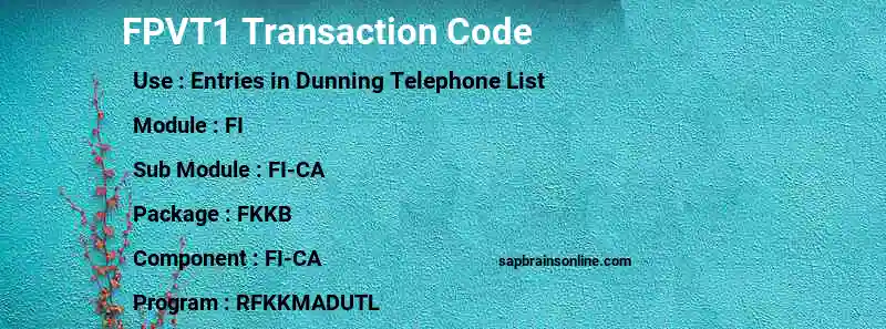 SAP FPVT1 transaction code