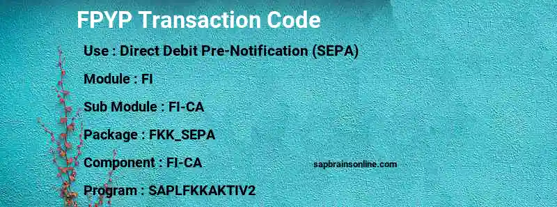 SAP FPYP transaction code