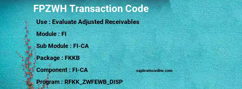 SAP FPZWH transaction code