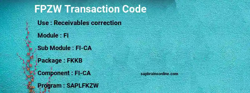 SAP FPZW transaction code