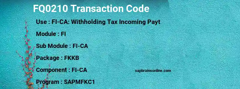 SAP FQ0210 transaction code