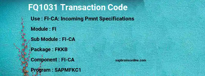 SAP FQ1031 transaction code