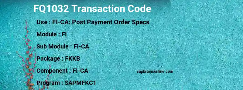 SAP FQ1032 transaction code