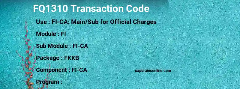 SAP FQ1310 transaction code