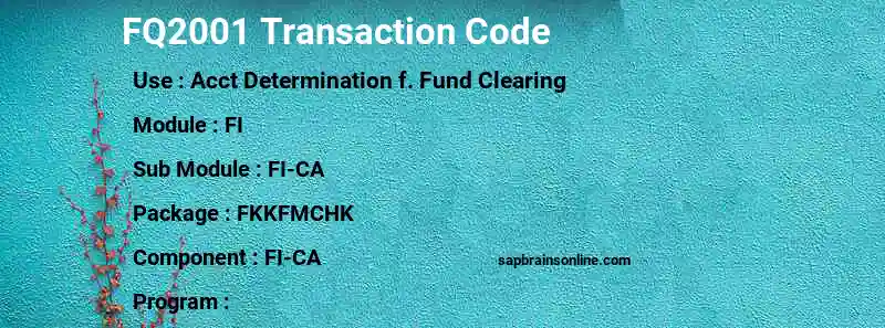 SAP FQ2001 transaction code