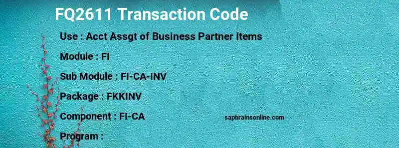 SAP FQ2611 transaction code