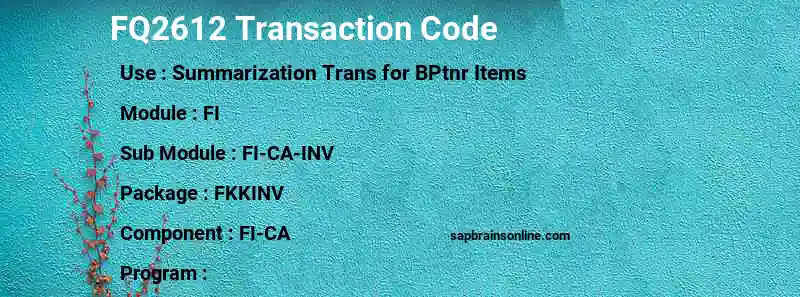 SAP FQ2612 transaction code