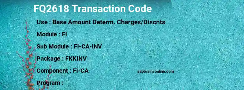 SAP FQ2618 transaction code