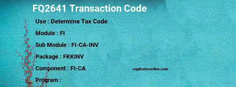 SAP FQ2641 transaction code