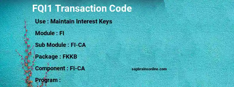 SAP FQI1 transaction code