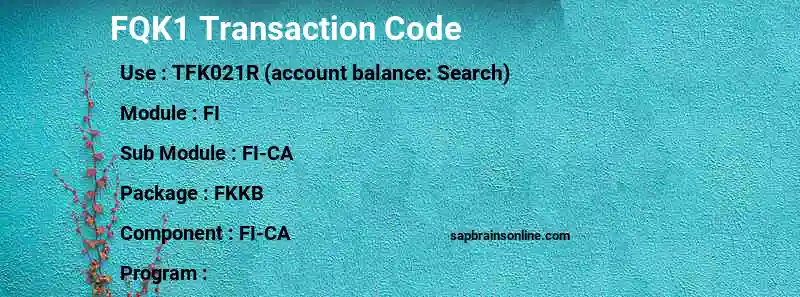SAP FQK1 transaction code