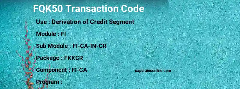 SAP FQK50 transaction code