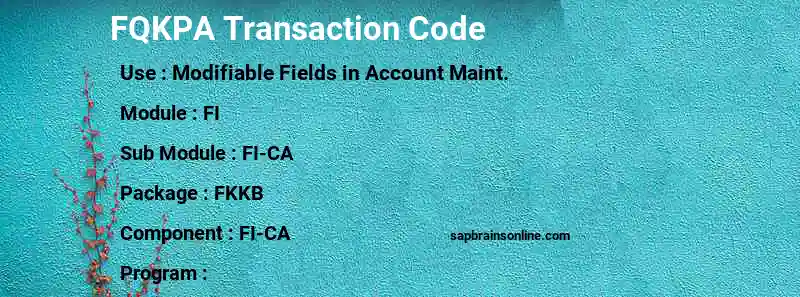 SAP FQKPA transaction code