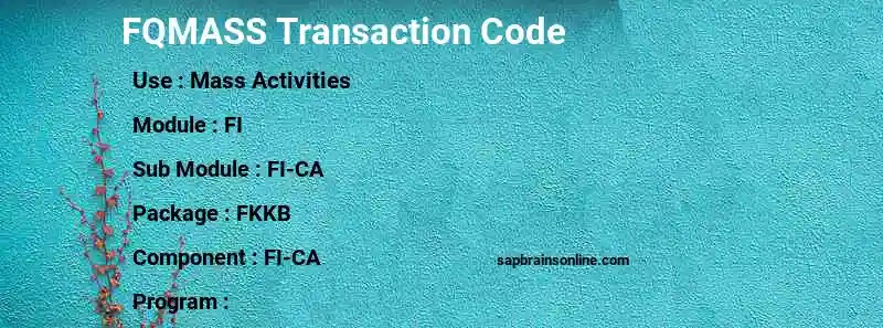 SAP FQMASS transaction code