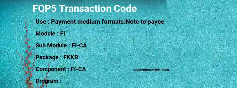 SAP FQP5 transaction code