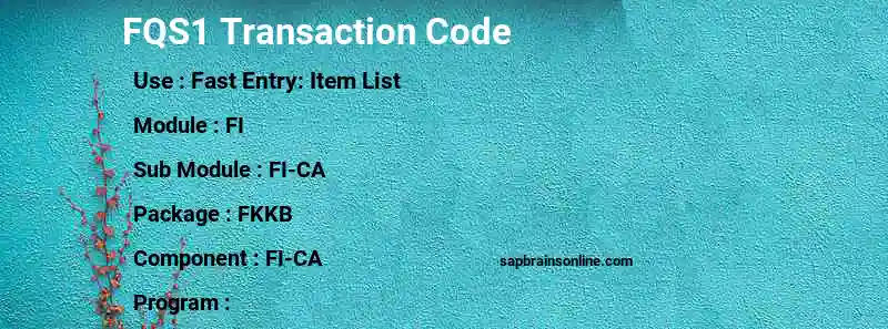 SAP FQS1 transaction code