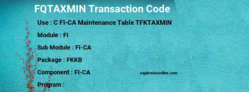 SAP FQTAXMIN transaction code