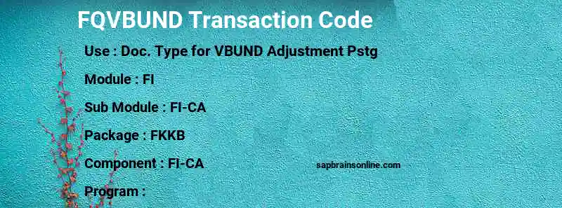 SAP FQVBUND transaction code