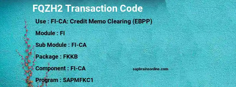 SAP FQZH2 transaction code