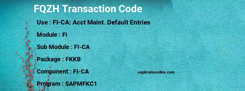 SAP FQZH transaction code