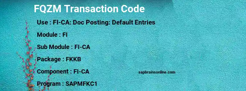 SAP FQZM transaction code