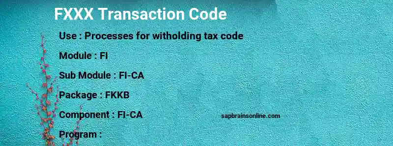 SAP FXXX transaction code