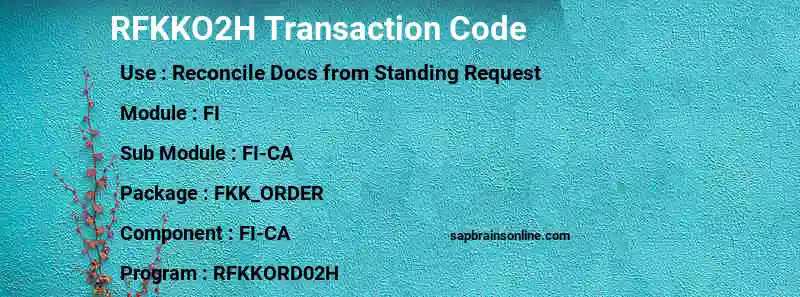 SAP RFKKO2H transaction code