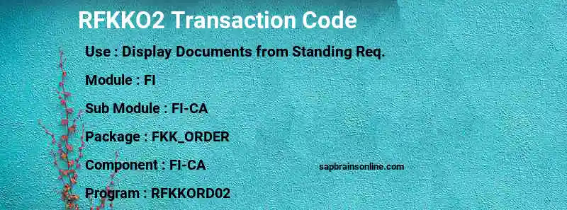 SAP RFKKO2 transaction code