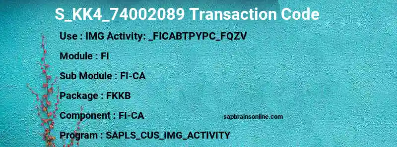 SAP S_KK4_74002089 transaction code
