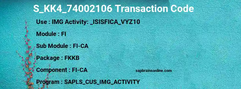 SAP S_KK4_74002106 transaction code