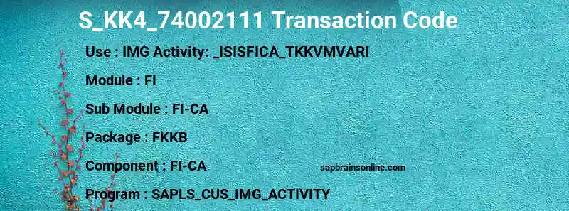 SAP S_KK4_74002111 transaction code