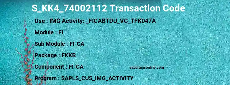SAP S_KK4_74002112 transaction code