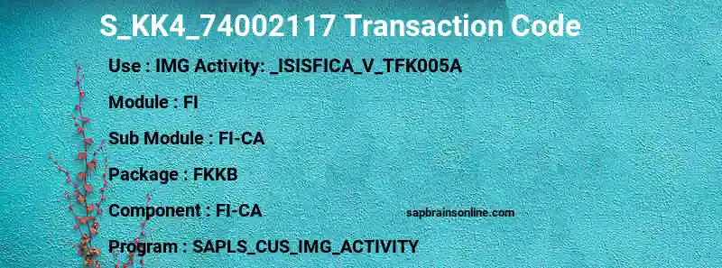 SAP S_KK4_74002117 transaction code