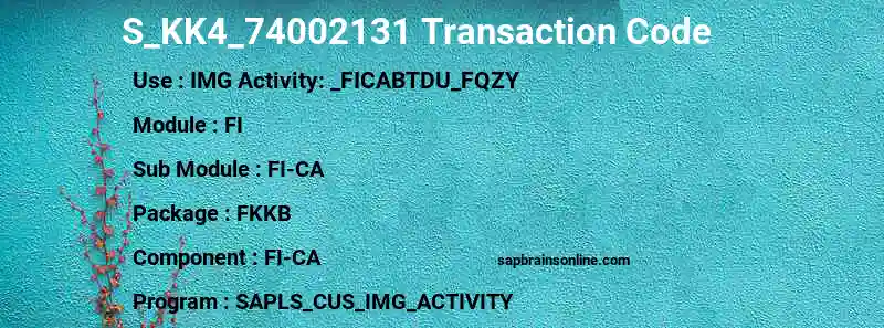 SAP S_KK4_74002131 transaction code
