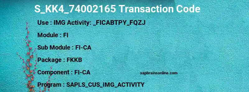SAP S_KK4_74002165 transaction code