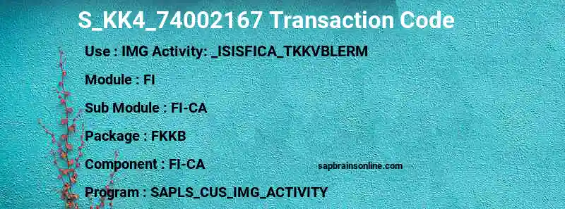 SAP S_KK4_74002167 transaction code