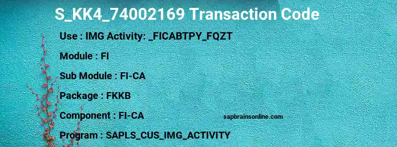 SAP S_KK4_74002169 transaction code