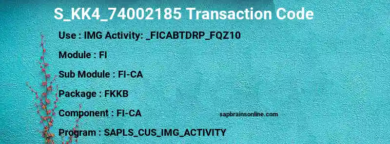 SAP S_KK4_74002185 transaction code