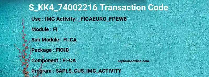 SAP S_KK4_74002216 transaction code