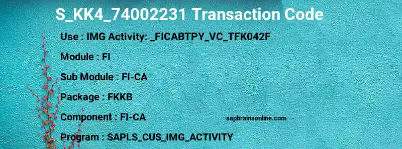 SAP S_KK4_74002231 transaction code