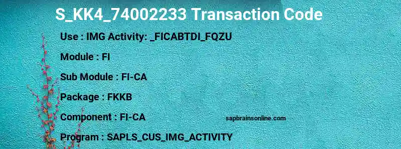 SAP S_KK4_74002233 transaction code