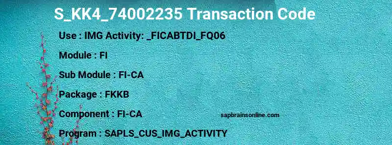 SAP S_KK4_74002235 transaction code
