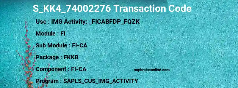SAP S_KK4_74002276 transaction code