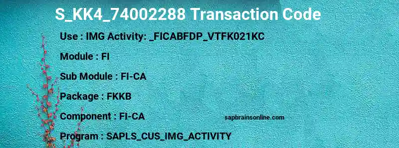 SAP S_KK4_74002288 transaction code