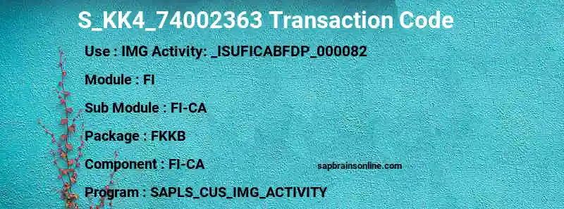 SAP S_KK4_74002363 transaction code