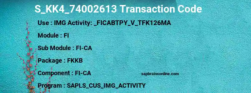 SAP S_KK4_74002613 transaction code
