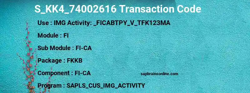 SAP S_KK4_74002616 transaction code
